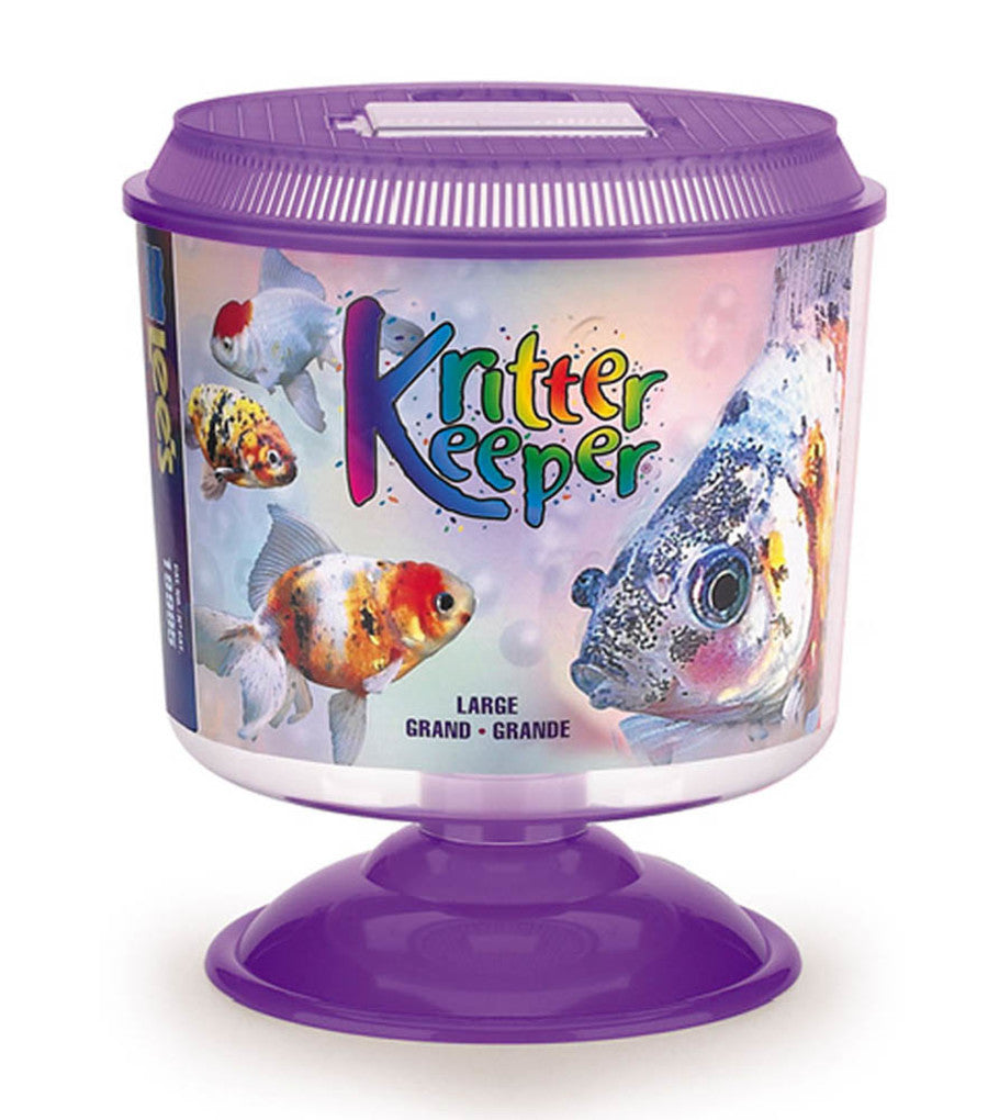 Lee's Aquarium & Pet Products Round Kritter Keeper with Lid & Pedestal Label Assorted, 1ea/1.5 gal, LG