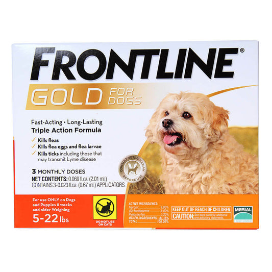 Frontline Gold for Dogs 5-22 lbs  Orange  3 Month