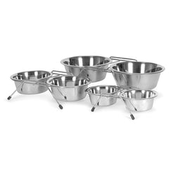 Jeffers Pet Low Profile Stainless Steel Double Diner Pet Bowls with Non-Skid Frame – Dog Bowls & Cat Bowls for Food, Water, Milk, Wet or Dry Pet Food, Puppy, Kitten Feeding Station Set - 64 oz