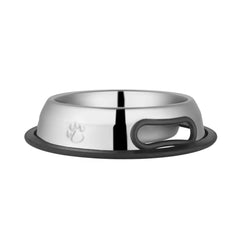 Jeffers Pet Embossed No Tip Anti-Skid Stainless Steel Dog Cat Puppy Kitten Bowls – Rubber Base Food Water Dish for Home Travel Camping Kennel, Durable Dishwasher Safe Feeding Bowl - 64 oz (2 Quart)