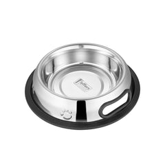 Jeffers Pet Embossed No Tip Anti-Skid Stainless Steel Dog Cat Puppy Kitten Bowls – Rubber Base Food Water Dish for Home Travel Camping Kennel, Durable Dishwasher Safe Feeding Bowl - 64 oz (2 Quart)