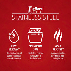 Jeffers No Skid No Tip Stainless Steel Pet Bowls for Dogs & Cats - Non-Slip Food & Water Feeder Dish with Black Rubber Base, Durable Easy to Clean Feeding Bowl for Indoor & Outdoor Use - 1/2 Pint