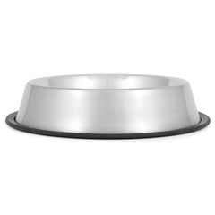 Jeffers No Skid No Tip Stainless Steel Pet Bowls for Dogs & Cats - Non-Slip Food & Water Feeder Dish with Black Rubber Base, Durable Easy to Clean Feeding Bowl for Indoor & Outdoor Use - 1 Quart