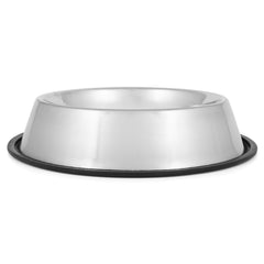 Jeffers No Skid No Tip Stainless Steel Pet Bowls for Dogs & Cats - Non-Slip Food & Water Feeder Dish with Black Rubber Base, Durable Easy to Clean Feeding Bowl for Indoor & Outdoor Use - 3 Quart