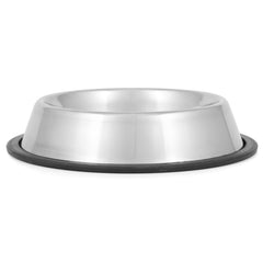 Jeffers No Skid No Tip Stainless Steel Pet Bowls for Dogs & Cats - Non-Slip Food & Water Feeder Dish with Black Rubber Base, Durable Easy to Clean Feeding Bowl for Indoor & Outdoor Use - 1/2 Pint