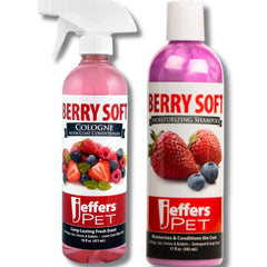 Jeffers Pet Berry Soft Kit – Shampoo & Cologne for Dogs, Cats, Rabbits & Ferret – 17 oz Shampoo & 16 oz Cologne – Gentle, Soap Free, pH-Balanced, Berry Scented, Vitamin-Enriched Grooming Products