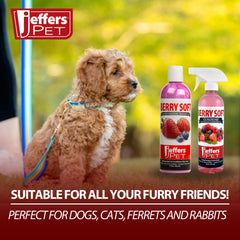 Jeffers Pet Berry Soft Kit – Shampoo & Cologne for Dogs, Cats, Rabbits & Ferret – 17 oz Shampoo & 16 oz Cologne – Gentle, Soap Free, pH-Balanced, Berry Scented, Vitamin-Enriched Grooming Products