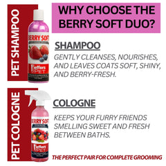 Jeffers Pet Berry Soft Kit – Shampoo & Cologne for Dogs, Cats, Rabbits & Ferret – 17 oz Shampoo & 16 oz Cologne – Gentle, Soap Free, pH-Balanced, Berry Scented, Vitamin-Enriched Grooming Products