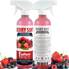 Jeffers Pet Berry Soft Kit – Shampoo & Cologne for Dogs, Cats, Rabbits & Ferret – 17 oz Shampoo & 16 oz Cologne – Gentle, Soap Free, pH-Balanced, Berry Scented, Vitamin-Enriched Grooming Products