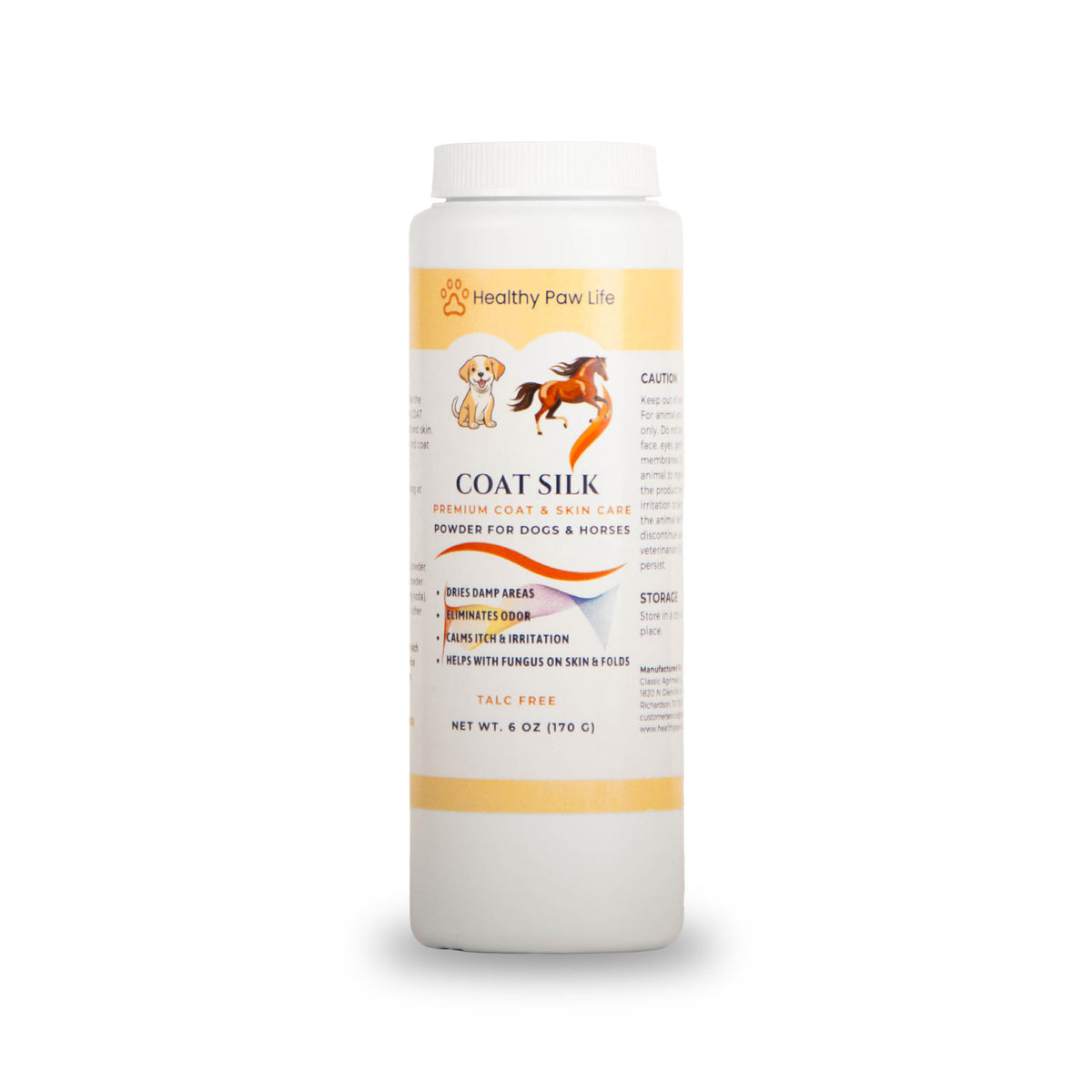 Healthy Paw Life's COAT SILK Canine And Equine Dry Powder, 6 oz