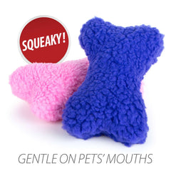Jeffers Bone Shaped Fuzzy Squeaker Toy | Size L, 7.5 inch | Plush Dog Toy with Squeaker