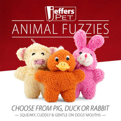 Jeffers Pet Animal Fuzzies Plush Squeaky Dog Toy for Puppies & Dogs, Soft 8 Inch Stuffed Animal, Interactive Pet Toys for Chewing, Crate, Travel, Indoor Play, Small to Large Breeds - Pink Rabbit