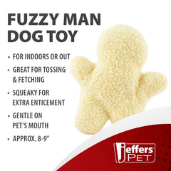 Jeffers Pet Plush Dog Toy with Squeaker, Fuzzy Man 8" - Soft Crinkle Fabric, Safe & Durable, Healthy Fun for Small & Medium Dogs, Interactive Play, Fetch, Tug - Best Gift for Active Games