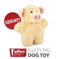 Jeffers Pet Animal Fuzzies Plush Squeaky Dog Toy for Puppies & Dogs, Soft 8 Inch Stuffed Animal, Interactive Pet Toys for Chewing, Crate, Travel, Indoor Play, Small to Large Breeds - Cream Pig
