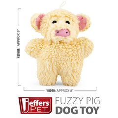 Jeffers Pet Animal Fuzzies Plush Squeaky Dog Toy for Puppies & Dogs, Soft 8 Inch Stuffed Animal, Interactive Pet Toys for Chewing, Crate, Travel, Indoor Play, Small to Large Breeds - Cream Pig