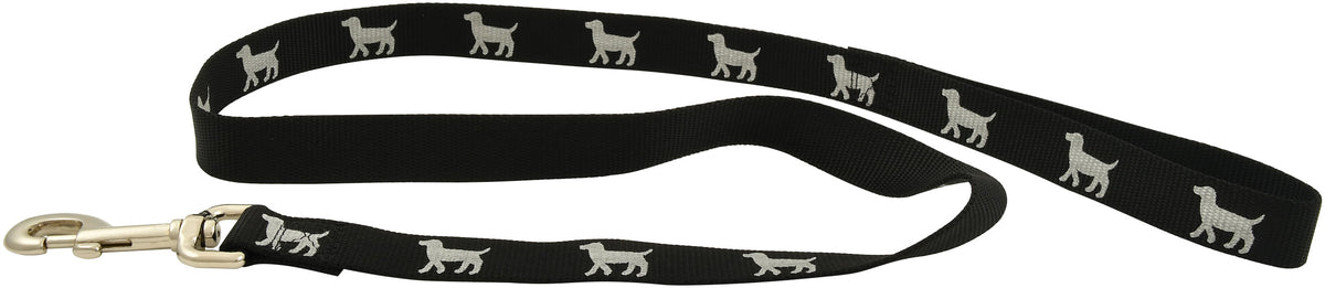 Jeffers Reflective Glow in the Dark Nylon Dog Leash 1" x 4' – Durable Webbing Leash with Safety Stripe, Metal Clip, Walking, Training, Running, Outdoor Use for Dogs Puppies Pets - Black