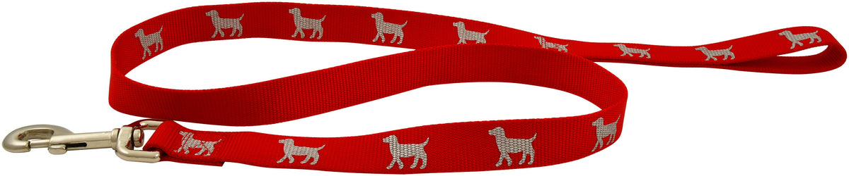 Jeffers Reflective Glow in the Dark Nylon Dog Leash 1" x 4' – Durable Webbing Leash with Safety Stripe, Metal Clip, Walking, Training, Running, Outdoor Use for Dogs Puppies Pets - Red
