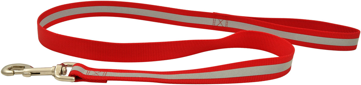 Reflective Stripe Leash 1" x 4' Color: Red