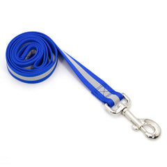 Jeffers Pet Reflective Glow in the Dark Dog Leash 1" x 4' Nylon Pet Leash for Walking Training Running Hiking, Durable Dog Lead with Safety Stripe for Night Visibility, for Dogs Puppies - Blue