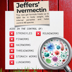 Jeffers Equine Ivermectin Gel Horse Dewormer Paste 1.87%, Broad Spectrum Equine Parasite Control Formula, Apple Flavored Oral Wormer for Horses, Easy Travel Use, Mess Free Syringe Tube - 3 Pack