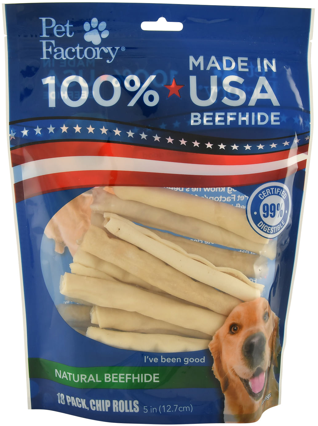 100% American Beefhide, Resealable Bag, Rolls, 18 pack, 5"