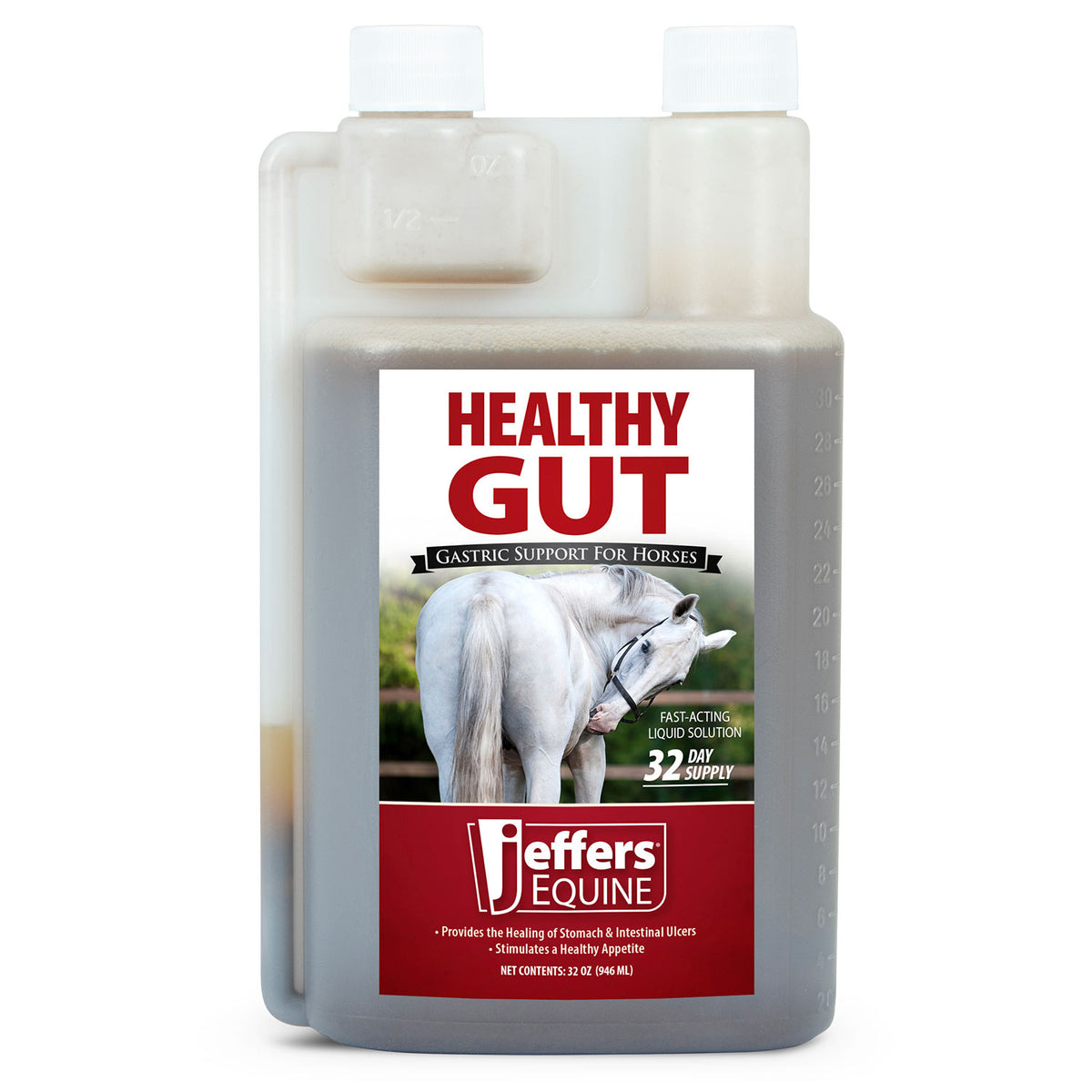 Jeffers Healthy Gut Horse Gastric Support – Liquid Digestive Supplement for Horses Prone to Ulcers, Easy to Feed Formula, Supports Gut Comfort & Balanced Digestion – 32 oz (32 Day Supply)