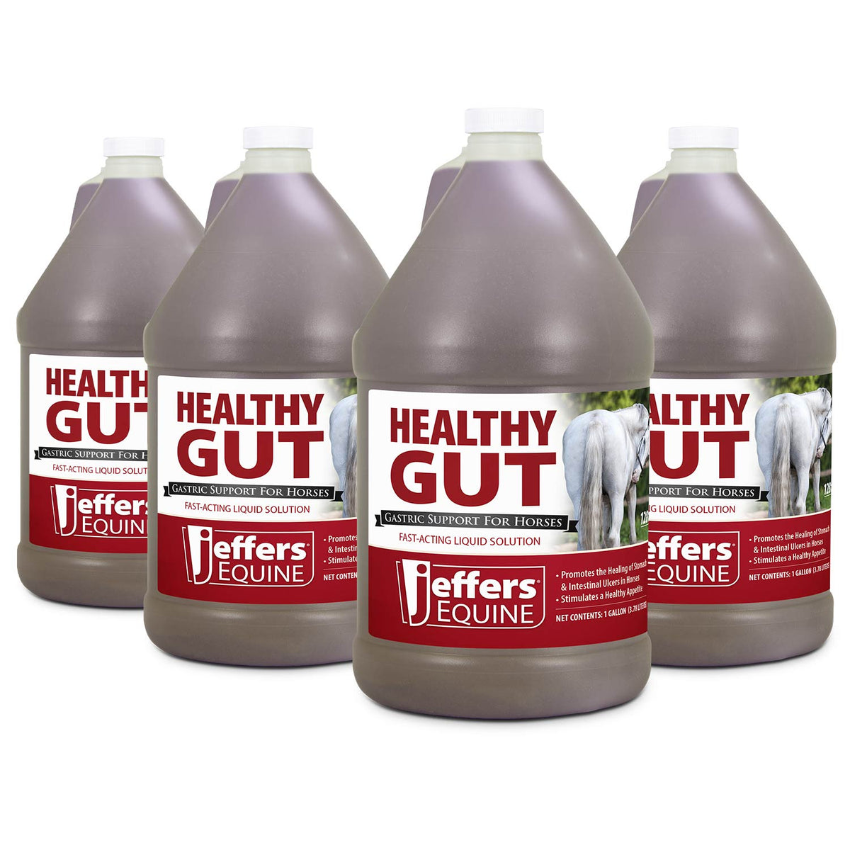 Jeffers Equine Healthy Gut Gastric Support – Liquid Digestive Supplement for Horses, Easy to Administer Formula, Supports Gut Comfort & Balanced Digestion – 1 gallon (128-day supply) 4 Count