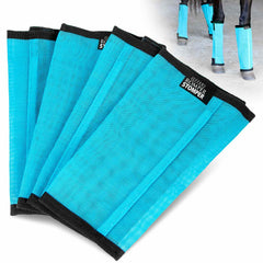 Jeffers Romper Stomper Fly Boots for Horses, Turquoise, Medium, Breathable Mesh Horse Leg Protection Leggings, Adjustable, Chemical Free, Easy Clean, Reduce Stomping, Equine Accessories - 4 Pack