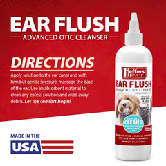 Jeffers Ear Flush for Dogs, Cats & Puppies, 8 oz - Otic Ear Cleanser Solution with 0.2% Ketoconazole, Aloe Vera & Calendula, Gentle Ear Wash for Pet Hygiene, Grooming, Wax & Debris Cleaning