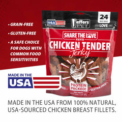 Jeffers Chicken Jerky Dog Treats, 24 oz Bag – Healthy Natural Chicken Breast Tender, Grain Free Soft Chewy Pet Snacks, High Protein Training Rewards for Puppies & Adult Dogs, Made in USA - 1 Pack