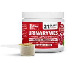 Jeffers Pet UrinaryWes Urinary Support Powder for Dogs & Cats, D-Mannose & Cranberry Supplement for Urinary Tract & Bladder Health, Kidney Support, UTI Prevention, Chicken Flavor Food Topper – 21 g