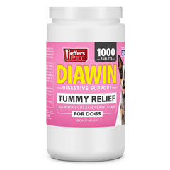 Jeffers Pet Diawin Digestive Support for Dogs, Bismuth Subsalicylate 65 mg - Anti Diarrhea Tablets for Dogs, Stool Firming & Tummy Relief, Fast Acting Digestive Aid for Home or Travel Use, 1000 Count