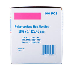 Jeffers Poly Hub Veterinary Needles 100 Pack – Sterile Hypodermic Needles for Injections, Luer Lock & Slip Syringes – Medical Lab Supplies for Cattle, Goat, Pets, Livestock, Vet Use - 18ga x 1"