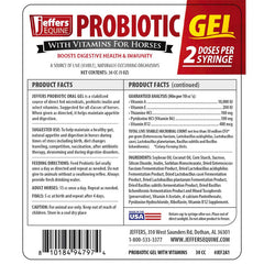 Jeffers Equine Probiotic Oral Gel for Horses, 30 cc Syringe – Supports Healthy Gut, Natural Appetite & Digestion, Horse Supplement w/ Prebiotics, Live Microbials (30M CFU), Vitamins A B E, USA Made