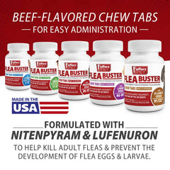Jeffers Pet Flea Buster Chewable Tablets for Dogs 46-90 lbs, Beef Flavor Supplement for Large Dogs, Monthly Dog Flea Support, Made in USA, Easy to Feed Dog Tablets - 6 Count