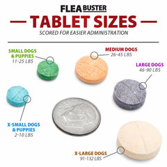 Jeffers Pet Flea Buster Chewable Tablets for Dogs 46-90 lbs, Beef Flavor Supplement for Large Dogs, Monthly Dog Flea Support, Made in USA, Easy to Feed Dog Tablets - 6 Count