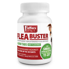 Jeffers Pet Flea Buster Chewable Tablets for Dogs 11-25 lbs, Beef Flavor Supplement for Small Dogs and Puppies, Monthly Dog Flea Support, Made in USA, Easy to Feed Dog Tablets - 6 Count