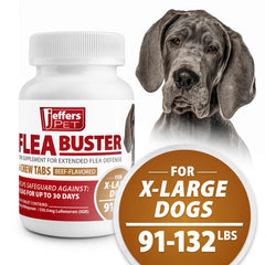 Jeffers Pet Flea Buster Chewable Tablets for Dogs  91-132lbs, Beef Flavor Supplement for Extra Large Dogs, Monthly Dog Flea Support, Made in USA, Easy to Feed Dog Tablets - 6 Count