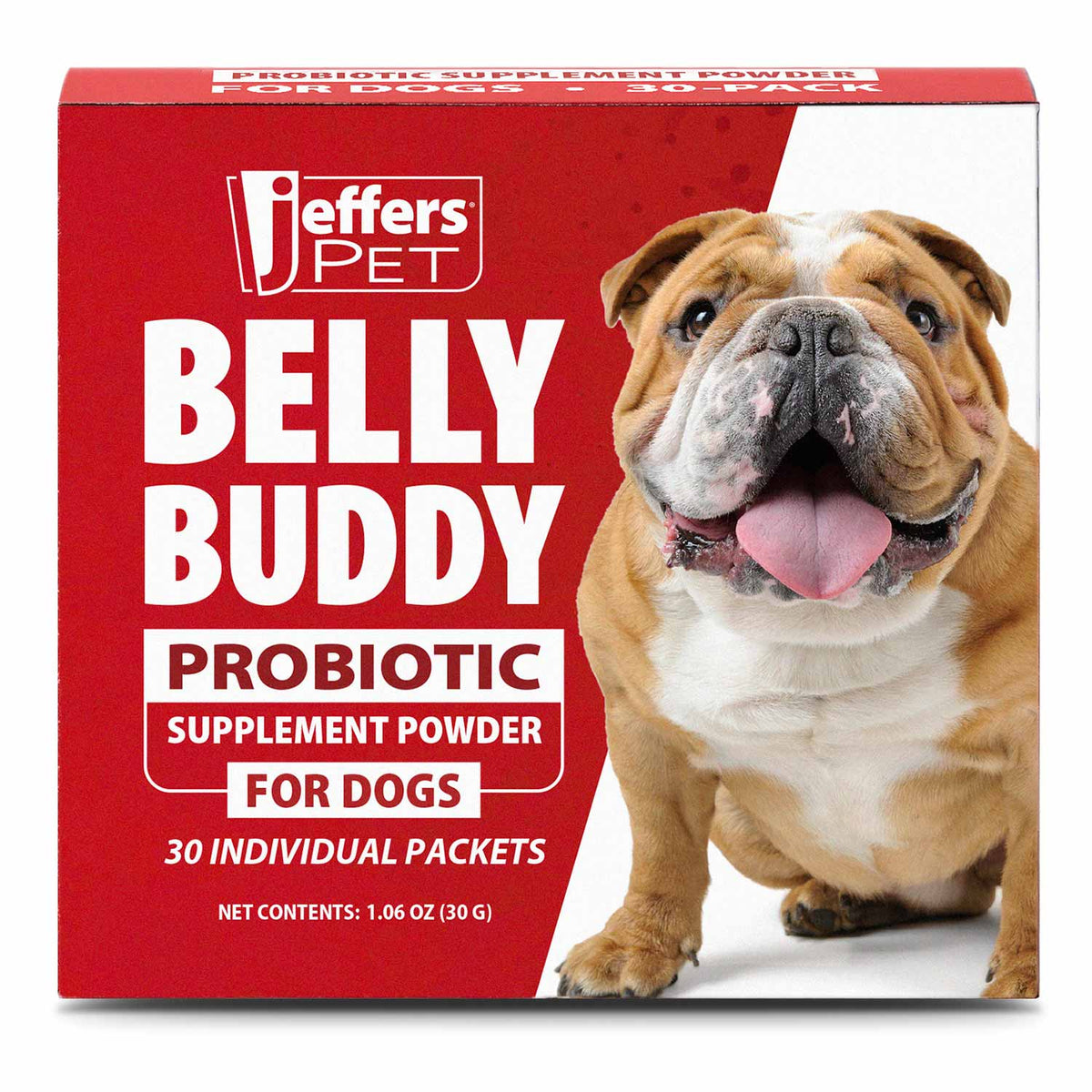 Jeffers Pet Belly Buddy Probiotic Supplement Packets for Dogs, 30 count