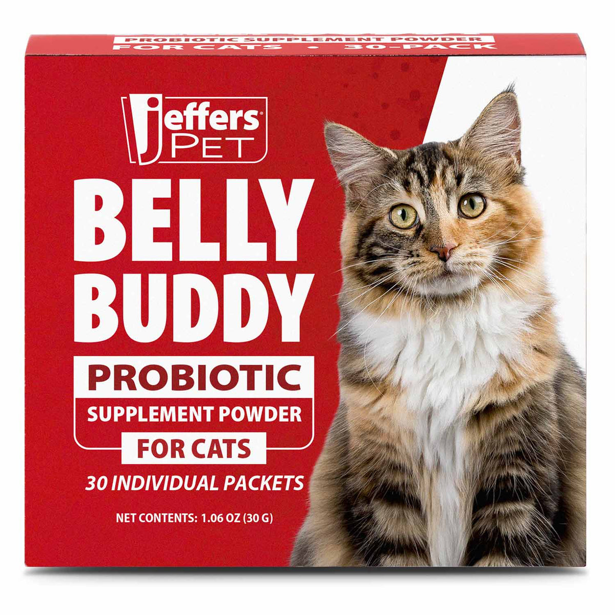 Jeffers Pet Belly Buddy Probiotic Supplement Packets for Cats, 30 count