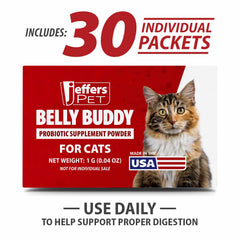 Jeffers Pet Belly Buddy Probiotic Supplement Packets for Cats, 30 count
