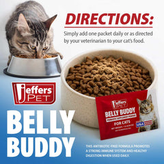 Jeffers Pet Belly Buddy Probiotic Supplement Packets for Cats, 30 count