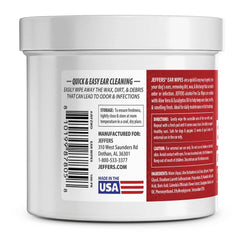 Jeffers Ear Cleaning Wipes for Dogs & Puppies, 100 Count, Alcohol Free, Dog Ear Wipes with Aloe Vera & Eucalyptus Oil, Foaming Ear Cleanser Pads for Wax Buildup, Dirt & Odor, Made in USA