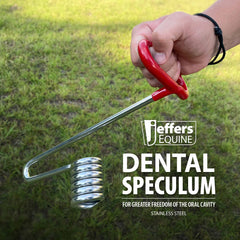 Jeffers Equine Dental Speculum with Red Handle, 11" L - Stainless Steel Horse Mouth Speculum, Coil Style Dental Tool for Horses, Equine Dentistry Instrument for Oral Exams and Teeth Floating