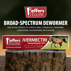 Jeffers Equine Ivermectin Gel Horse Dewormer Paste 1.87%, Broad Spectrum Equine Parasite Control Formula, Apple Flavored Oral Wormer for Horses, Easy Travel Use, Mess Free Syringe Tube - 3 Pack