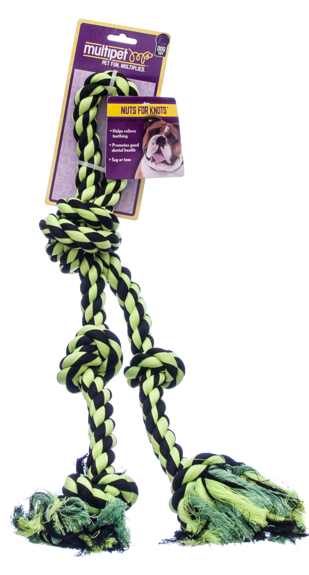 Nuts for Knots Rope Tug with 2 Danglers, Assorted, 20"