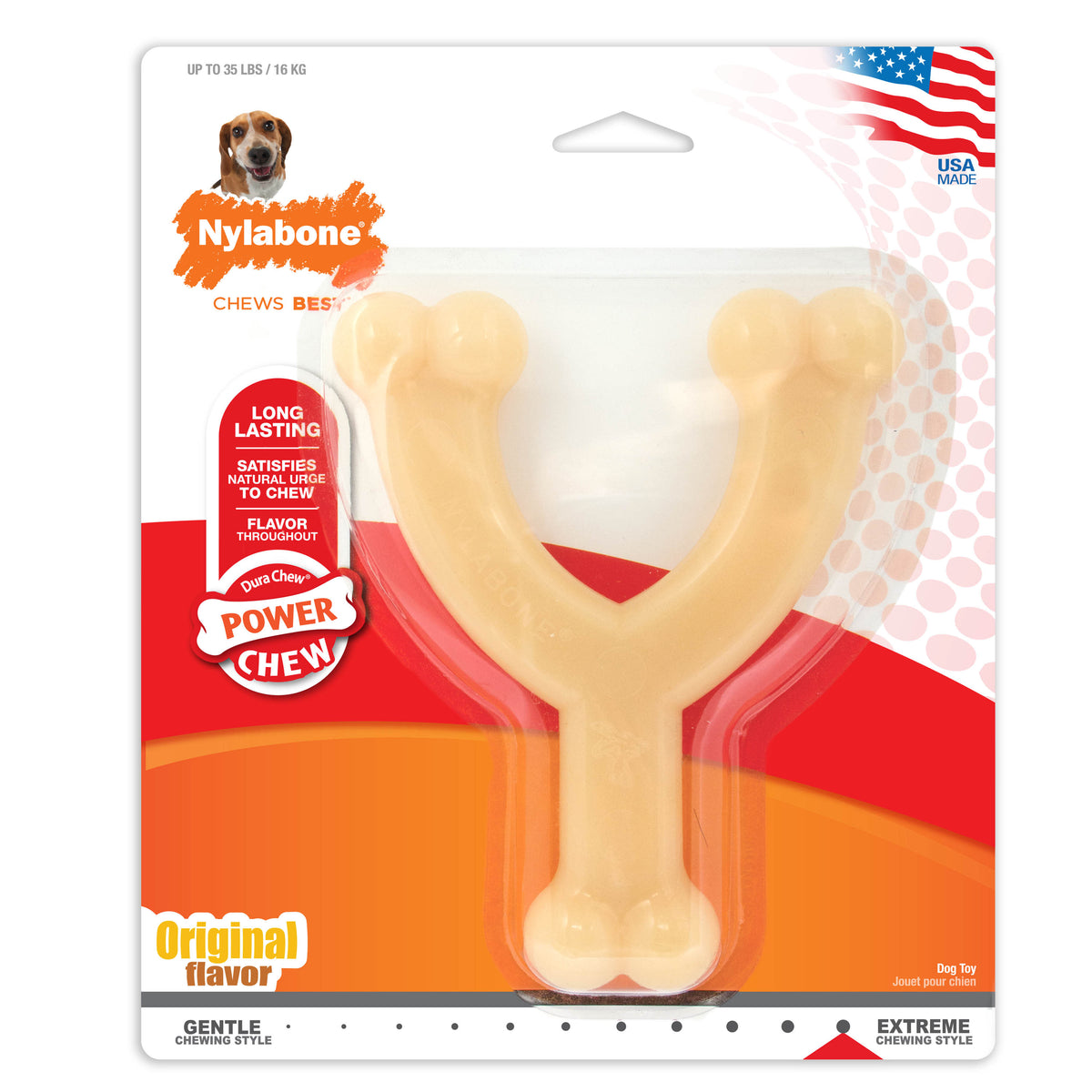 Nylabone Wishbone Dura Chew (Wolf) - Tough Bone for Aggressive Chewers, Made in the USA