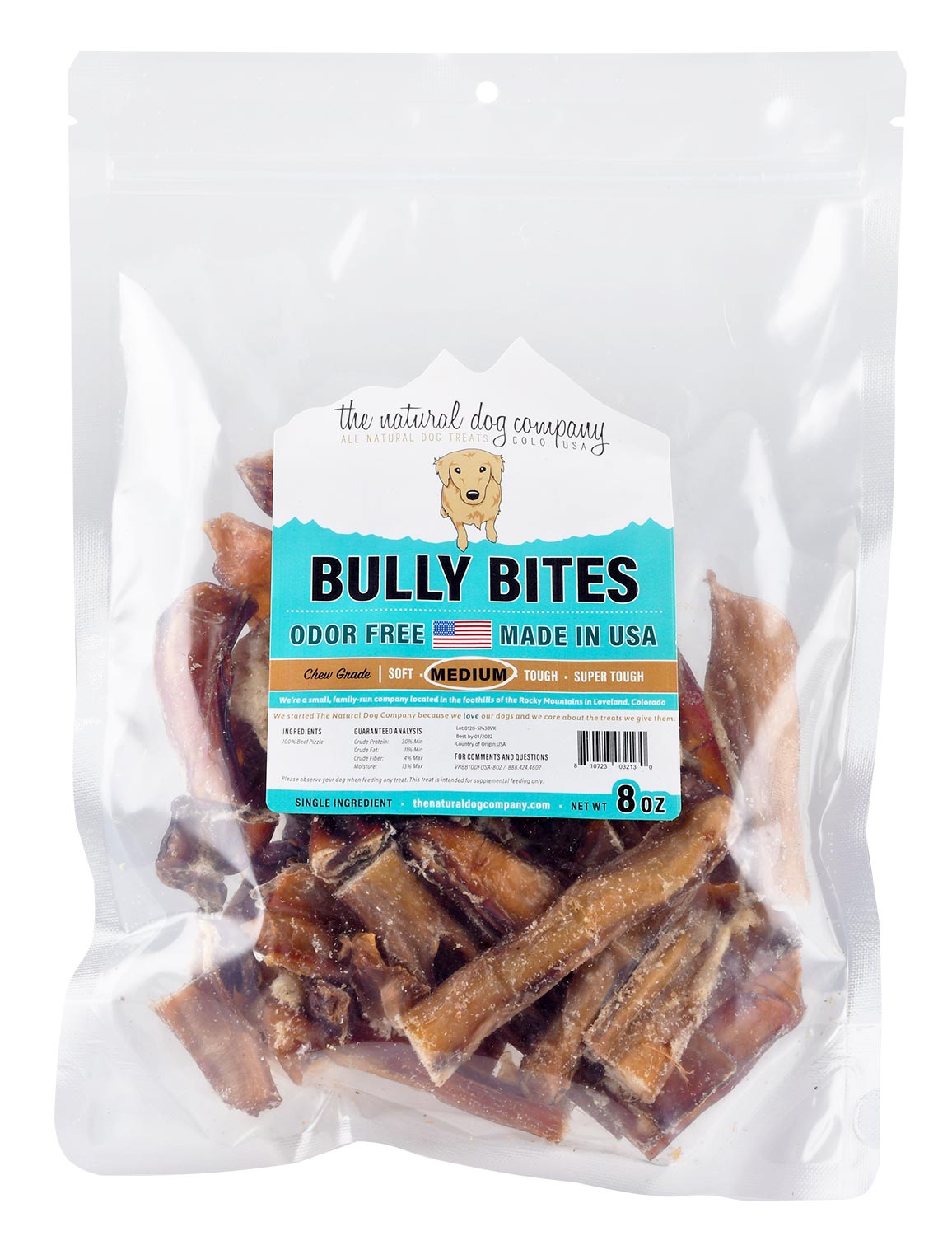 Bocados Bully Bites sin olor, sabor a carne de res, 227 g