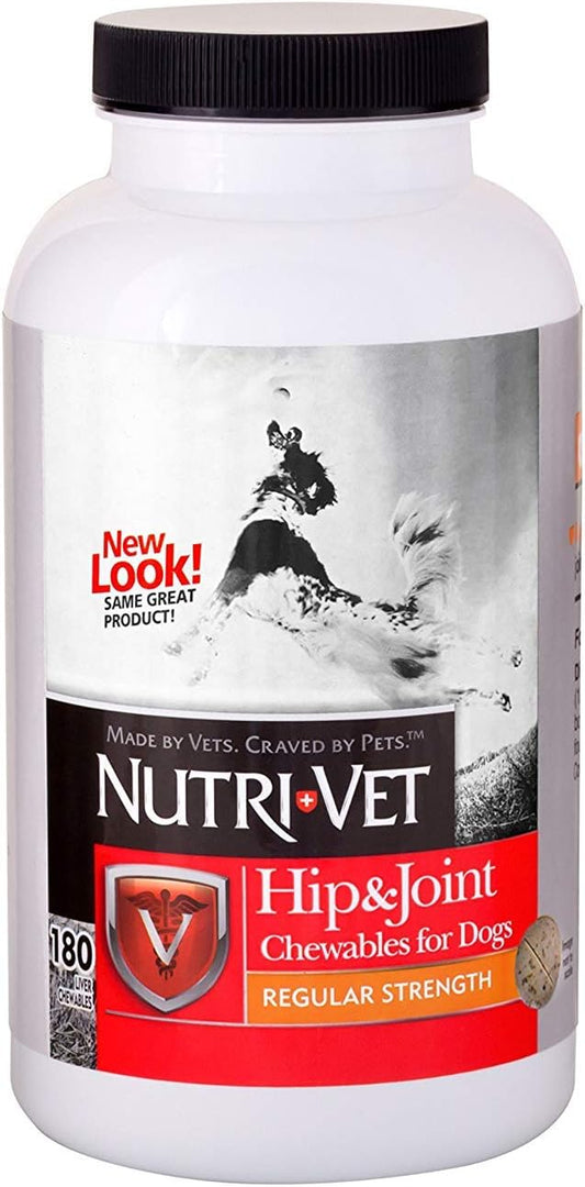 Nutri-Vet Hip & Joint Regular Strength Chewables for Dogs, Liver, 180 count