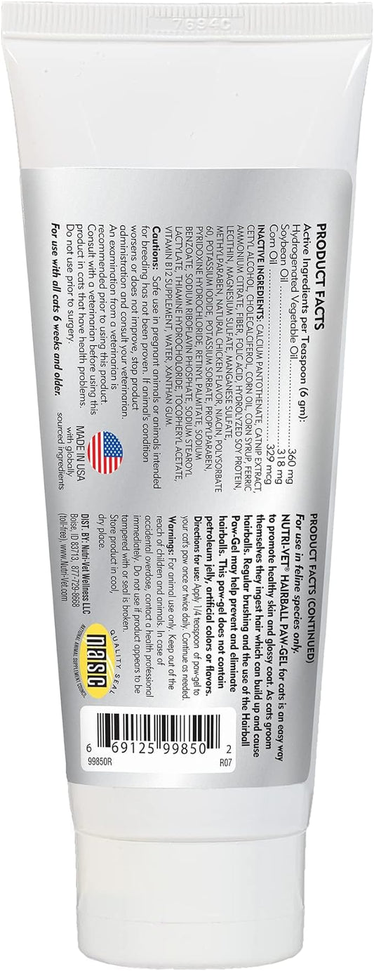 Nutri-Vet Hairball Paw-Gel for Cats, Chicken, 3 oz